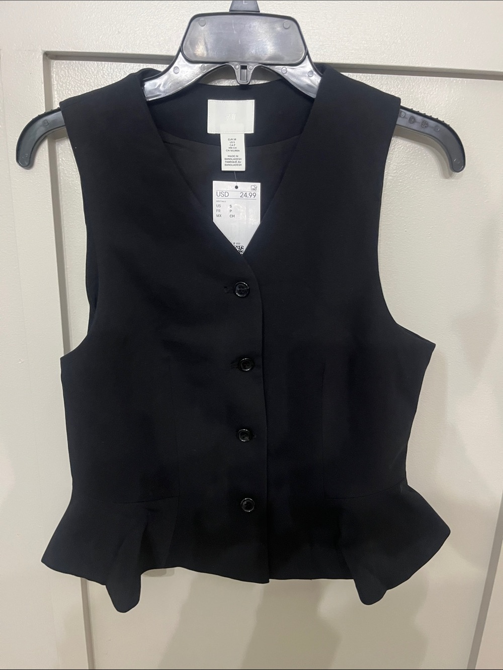 H&M Black Sleeveless Peplum Button-Down Top - Picture 6 of 6
